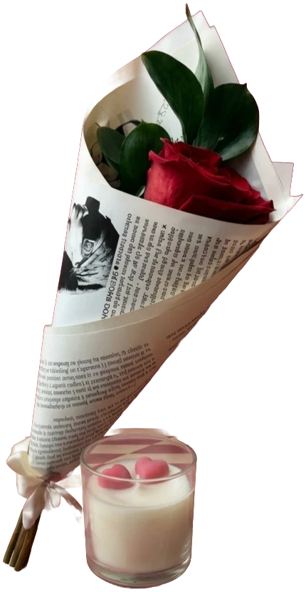 Rosa + vela artesanal